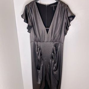 BCBGMAXAZRIA Gunmetal/Black Metallic Sheath Dress